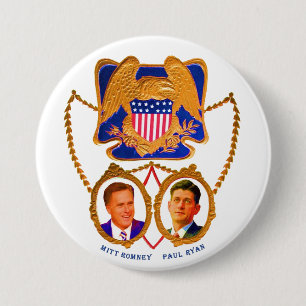 Macaron Rond 7,6 Cm Mitt Romney et Paul Ryan pour 2012