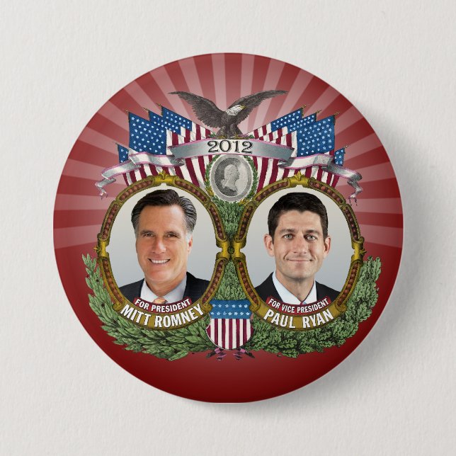 Macaron Rond 7,6 Cm Mitt Romney Paul Ryan Photo (Devant)