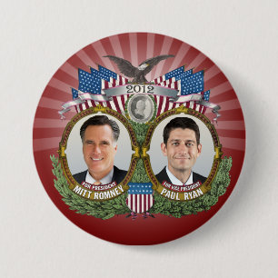 Macaron Rond 7,6 Cm Mitt Romney Paul Ryan Photo