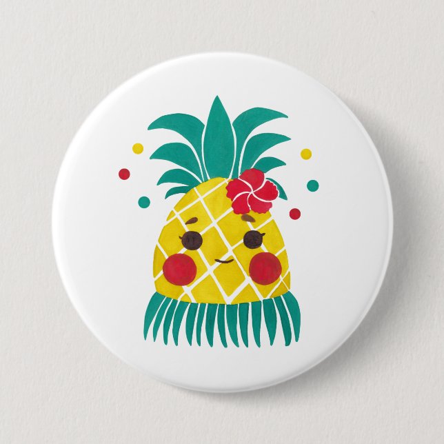 Macaron Rond 7,6 Cm Mlle Hawaiian Pineapple (Devant)