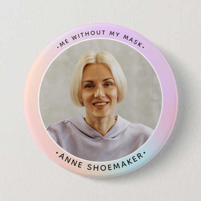 Macaron Rond 7,6 Cm Modèle d'ID photo d'employé personnalisé Rainbow (Devant)