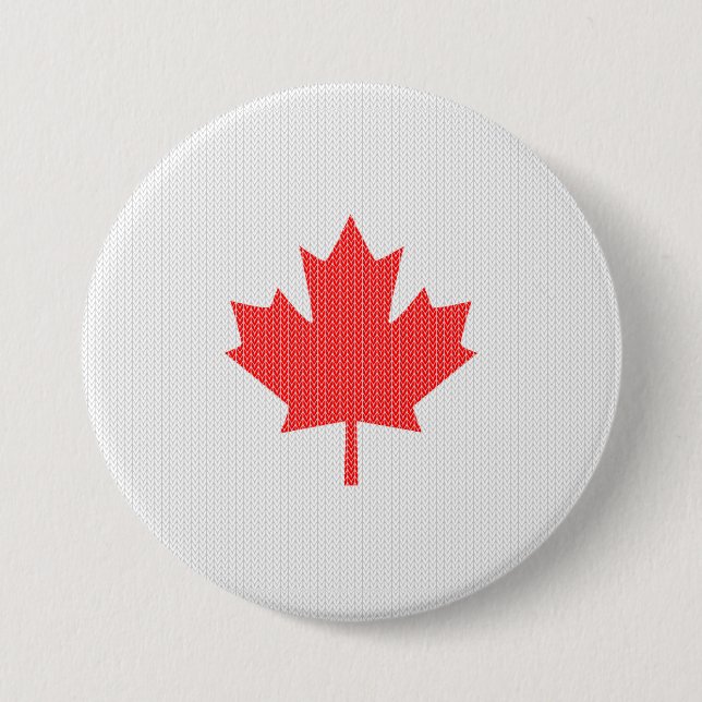 Macaron Rond 7,6 Cm Modèle Knit Maple Leaf Tricot Motif (Devant)