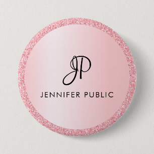 Macaron Rond 7,6 Cm Modèle Monogramme personnalisé Parties scintillant