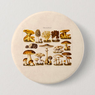 Macaron Rond 7,6 Cm Modèle vintage de champignons de variété de