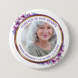 Macaron Rond 7,6 Cm Moderne Fleur Purple & Or À jamais dans nos cœurs