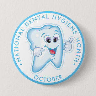 Macaron Rond 7,6 Cm Mois national de l'hygiène dentaire Bonne dent