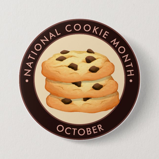 Macaron Rond 7,6 Cm Mois national des biscuits, biscuits à puces de ch (Devant)