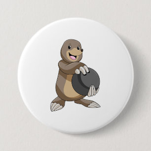 Macaron Rond 7,6 Cm Mole à Bowling avec Bowling balle