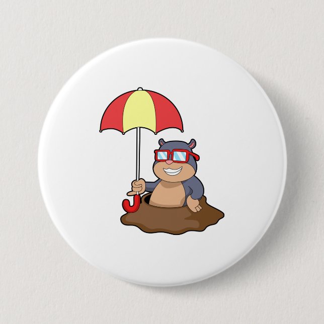 Macaron Rond 7,6 Cm Mole à la pluie avec parapluie (Devant)