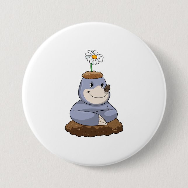 Macaron Rond 7,6 Cm Mole avec Fleur marguerite (Devant)