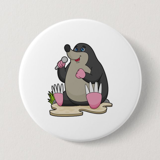 Macaron Rond 7,6 Cm Mole en chanteur avec microphone (Devant)