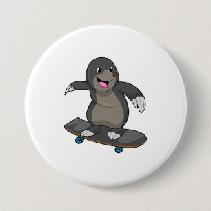 Macaron Rond 7,6 Cm Mole en skate avec skateboard