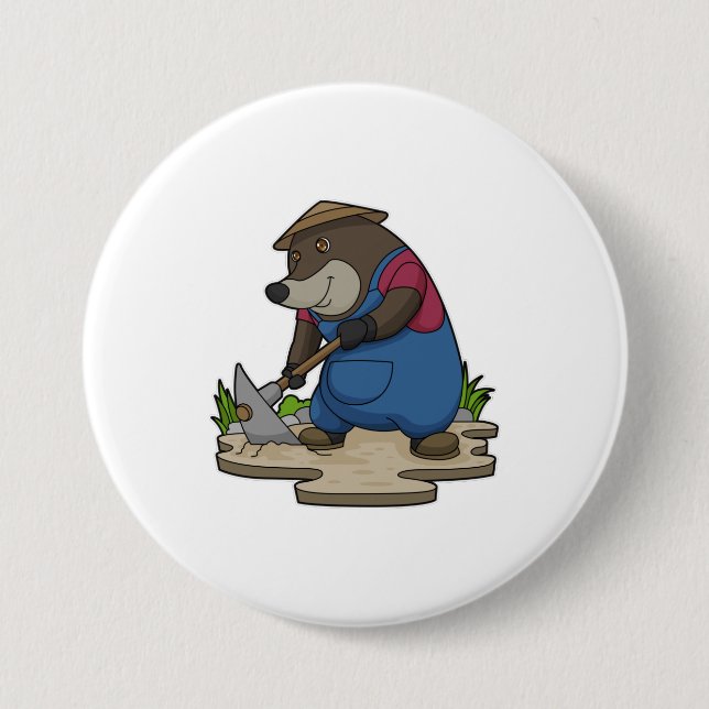 Macaron Rond 7,6 Cm Mole en tant qu'agriculteur (Devant)