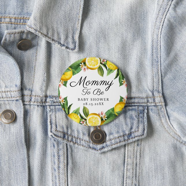 Macaron Rond 7,6 Cm Momie à être Citron Baby shower d'été (En situation)