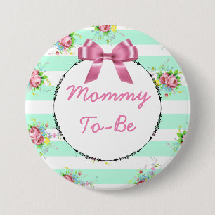 Macaron Rond 7,6 Cm Mommy to Be Baby shower Button Mint Vert & Rose
