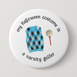 Macaron Rond 7,6 Cm Mon costume d'Halloween est un Golfeur de Varsité,