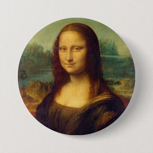 Macaron Rond 7,6 Cm Mona Lisa de Da Vinci (Devant)
