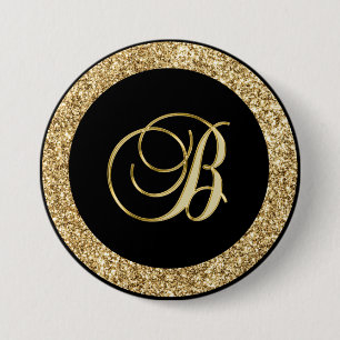 Macaron Rond 7,6 Cm Monogram B élégant script or