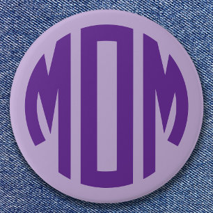 Macaron Rond 7,6 Cm Monogramme circulaire violet pâle et royal MOM