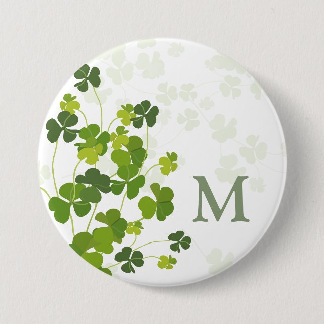 Macaron Rond 7,6 Cm Monogramme de bouquet Shamrock vert (Devant)