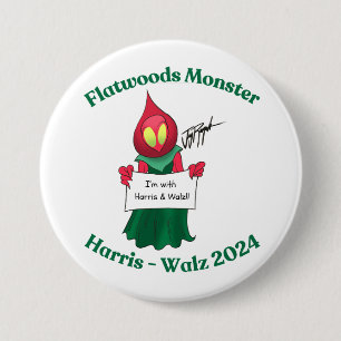 Macaron Rond 7,6 Cm Monstre Flatwoods pour Harris-Walz 2024