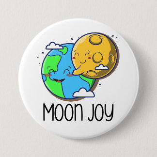 Macaron Rond 7,6 Cm Moon Joy Cute Earth and Moon Hug