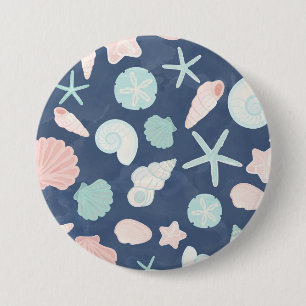 Macaron Rond 7,6 Cm motif de coquillages