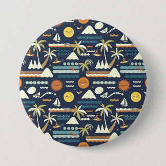 Macaron Rond 7,6 Cm Motif de plage tropicale amusant