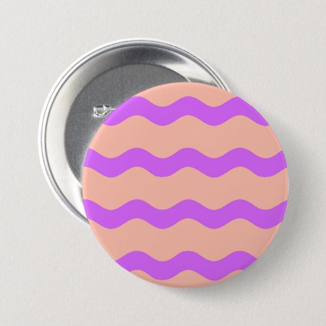 Macaron Rond 7,6 Cm Motif des vagues rose et violet (Devant & derrière)