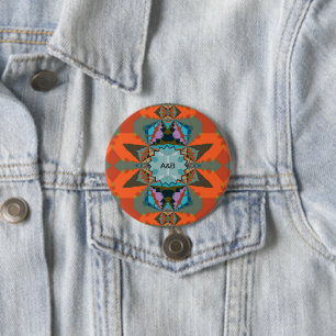 Macaron Rond 7,6 Cm Motif géométrique coloré de l'Ouest du Sud