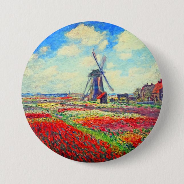 Macaron Rond 7,6 Cm Moulin à vin Monet Tulips (Devant)