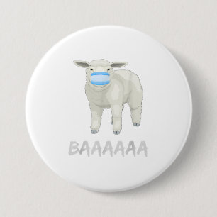 Macaron Rond 7,6 Cm Moutons avec masque TShirt