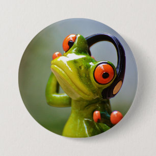 Macaron Rond 7,6 Cm Mr. Frog with Headphones