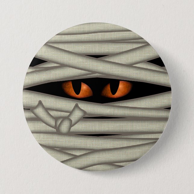 Macaron Rond 7,6 Cm Mummy Eyes Orange ID685 (Devant)