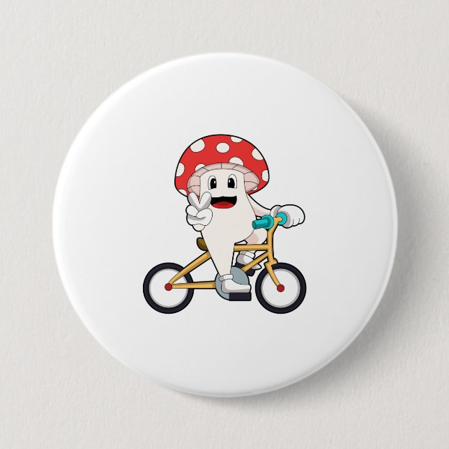 Macaron Rond 7,6 Cm Mushroom with Bicycle.PNG (Devant)