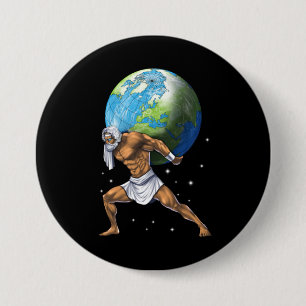 Macaron Rond 7,6 Cm Mythologie grecque Dieu Atlas