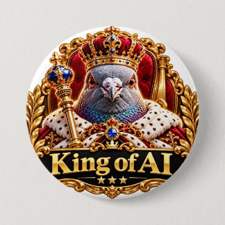 Macaron Rond 7,6 Cm NAGIPI AI Roi de l'AI Couronné Pigeon Royal