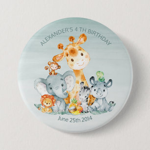 Macaron Rond 7,6 Cm Naissance des animaux de la jungle de Cute Safari