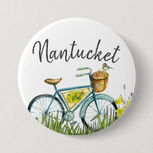Macaron Rond 7,6 Cm Nantucket vélo avec panier à fleurs