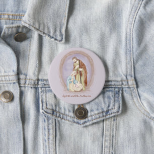 Macaron Rond 7,6 Cm Nativité aquarelle personnalisée pour les fêtes  