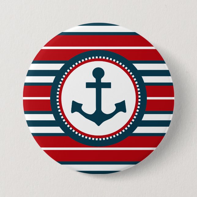 Macaron Rond 7,6 Cm Nautical design (Devant)