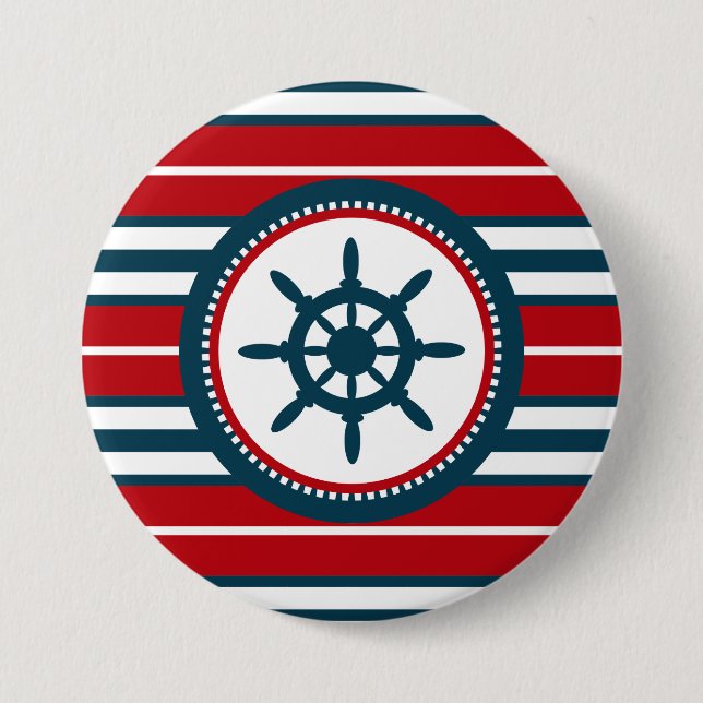 Macaron Rond 7,6 Cm Nautical design (Devant)