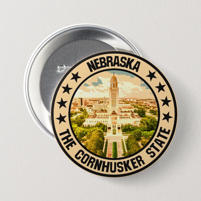 Macaron Rond 7,6 Cm Nebraska (Devant & derrière)