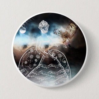 Macaron Rond 7,6 Cm Night Owl and Lady