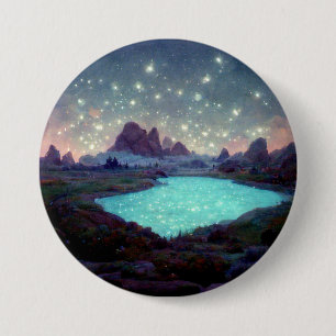 Macaron Rond 7,6 Cm Night Sky Stars Imaginaire Paysage