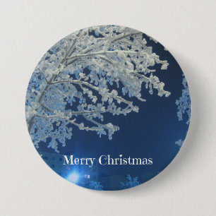 Macaron Rond 7,6 Cm Noël blanc hiver