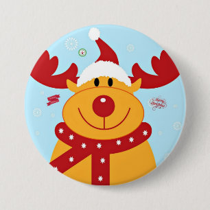 Macaron Rond 7,6 Cm Noël Reindeer salue