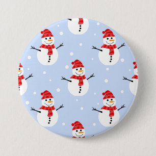 Macaron Rond 7,6 Cm Noël Snowman Motif