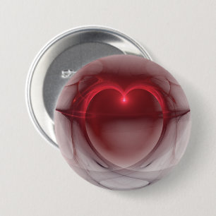 Macaron Rond 7,6 Cm Noir et blanc soyeux du coeur décrit par rouge