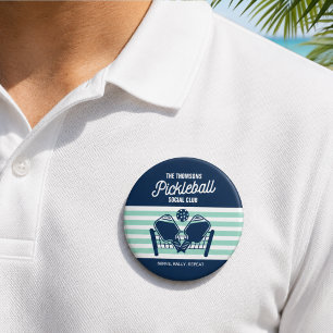 Macaron Rond 7,6 Cm Nom de club d'équipe de sport de pickleball à la m